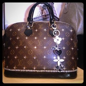 Louis Vuitton Crystal Bag Alma Satchel Top Handle Black